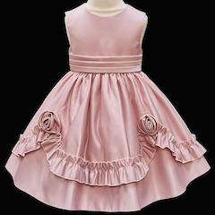 Girls Dusky Pink Frilly Rose Dress